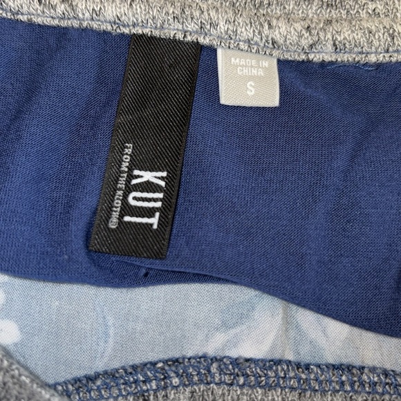 Kut From The Kloth knit blouse two-tone line sleeves round neckline floral Sz S - Picture 8 of 10